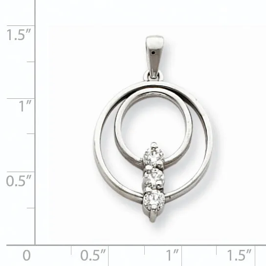 14k White Gold A Diamond Three Stone Circle Pendant Goldiacom Necklaces