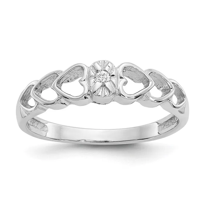 14k White Gold AAA Real Diamond heart ring Goldiacom Rings