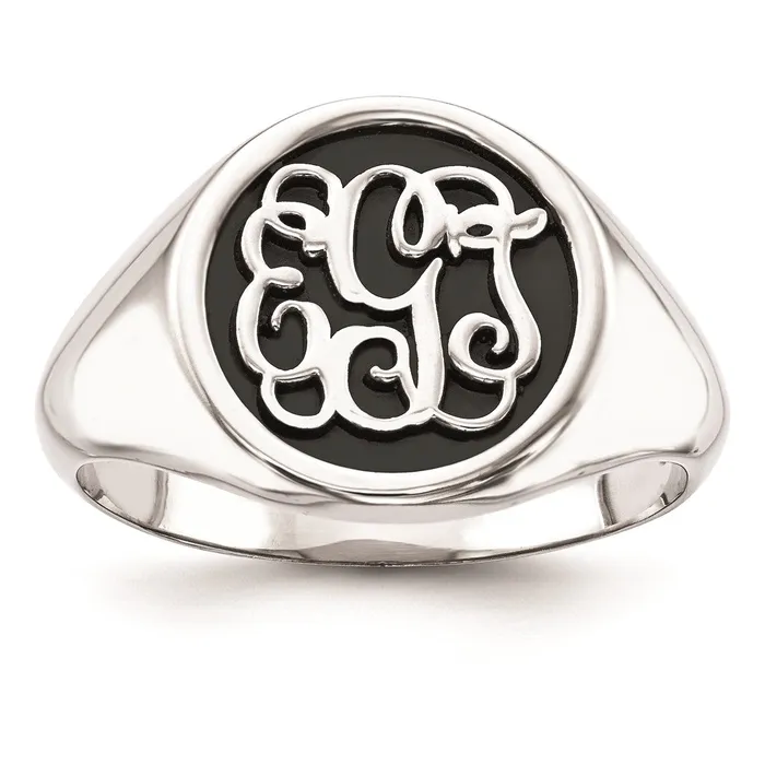 14K White Gold Casted High Polished Antiqued or Sandblast Monogram Ring Goldia Rings 14K White Gold Casted High Polished Antiqued or Sandblast Monogram Ring Goldia Rings