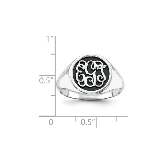 14K White Gold Casted High Polished Antiqued or Sandblast Monogram Ring Goldia Rings