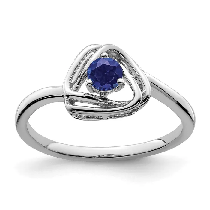 14k White Gold Created Sapphire Triangle Ring Goldia Rings