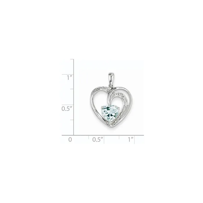 14k White Gold Diamond and Blue Topaz Heart Pendant Goldiacom Necklaces