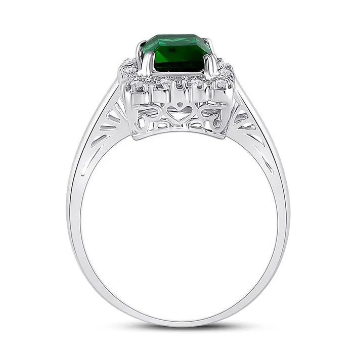 14k White Gold Emerald Created Emerald Solitaire Ring 145 Cttw gndatlanta Rings