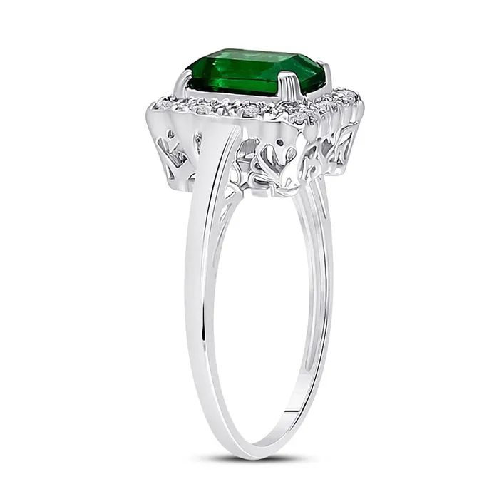 14k White Gold Emerald Created Emerald Solitaire Ring 145 Cttw gndatlanta Rings
