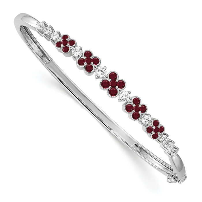 14K White Gold Lab Grown Diamond VSSI FGH Created Ruby Bangle Bracelet Goldia Bracelets 14K White Gold Lab Grown Diamond VSSI FGH Created Ruby Bangle Bracelet Goldia Bracelets