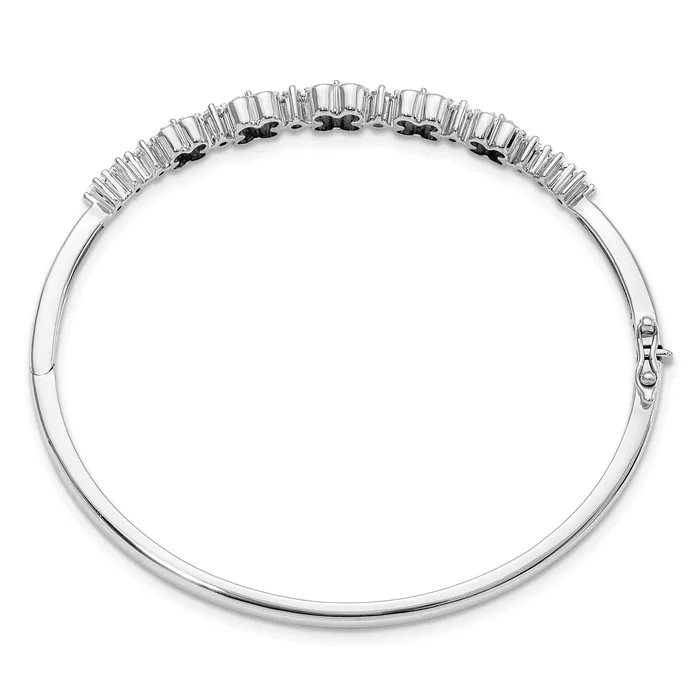 14K White Gold Lab Grown Diamond VSSI FGH Created Ruby Bangle Bracelet Goldia Bracelets