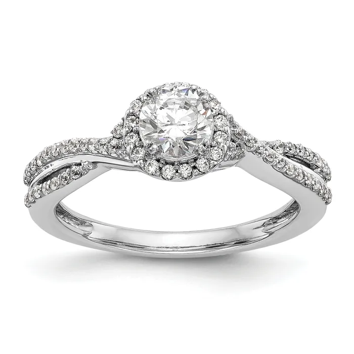 14K White Gold Lab Grown VSSI G Diamond Halo Engagement Ring Goldia Rings