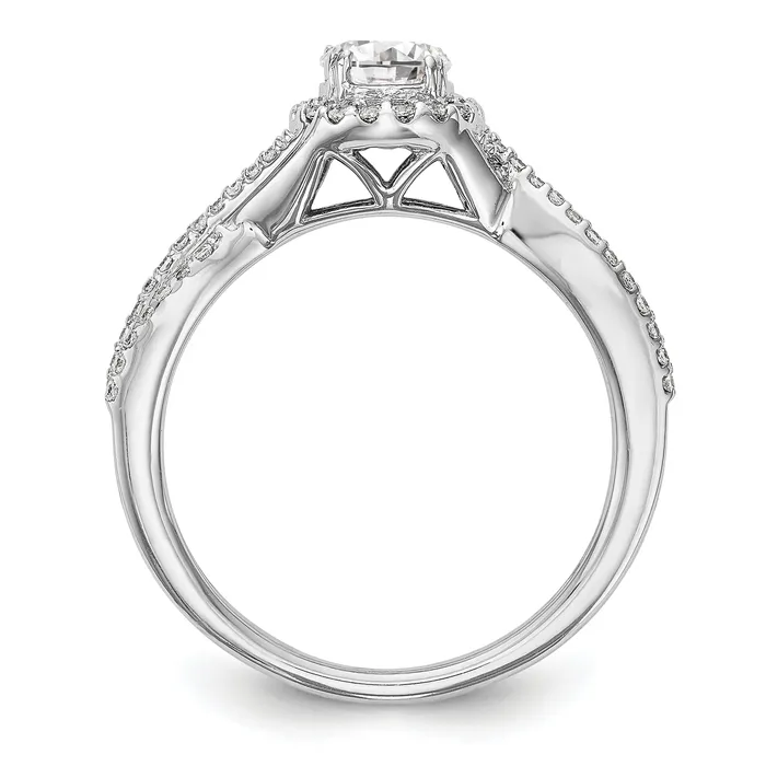 14K White Gold Lab Grown VSSI G Diamond Halo Engagement Ring Goldia Rings