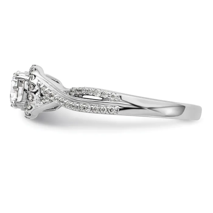 14K White Gold Lab Grown VSSI G Diamond Halo Engagement Ring Goldia Rings