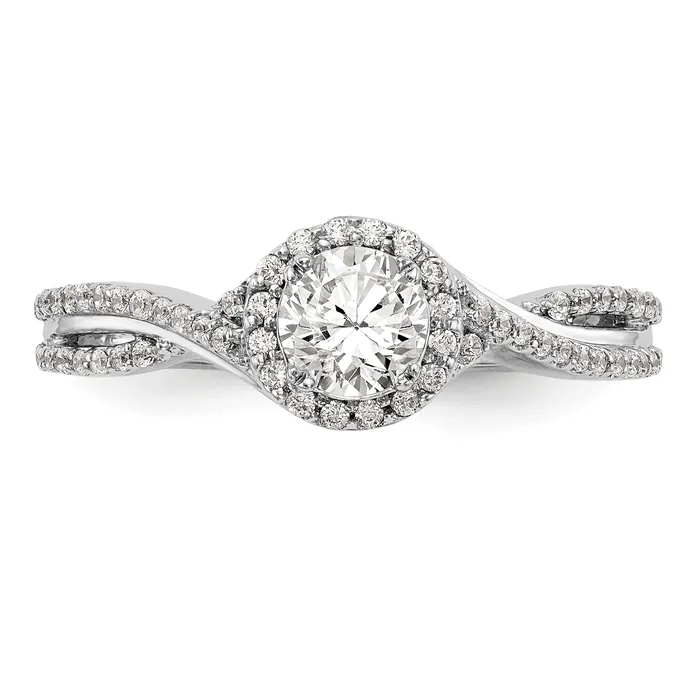 14K White Gold Lab Grown VSSI G Diamond Halo Engagement Ring Goldia Rings