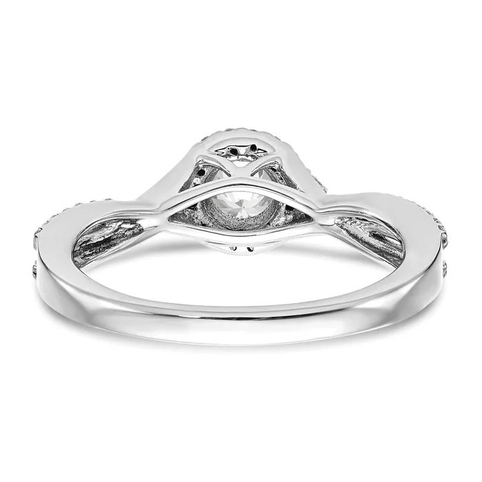 14K White Gold Lab Grown VSSI G Diamond Halo Engagement Ring Goldia Rings