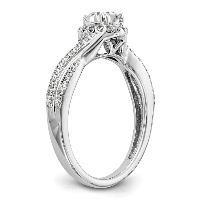 14K White Gold Lab Grown VSSI G Diamond Halo Engagement Ring Goldia Rings