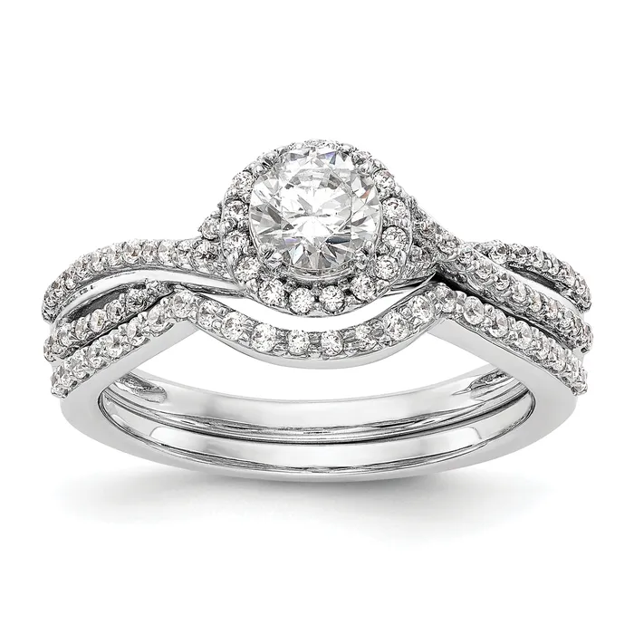 14K White Gold Lab Grown VSSI G Diamond Halo Engagement Ring Goldia Rings