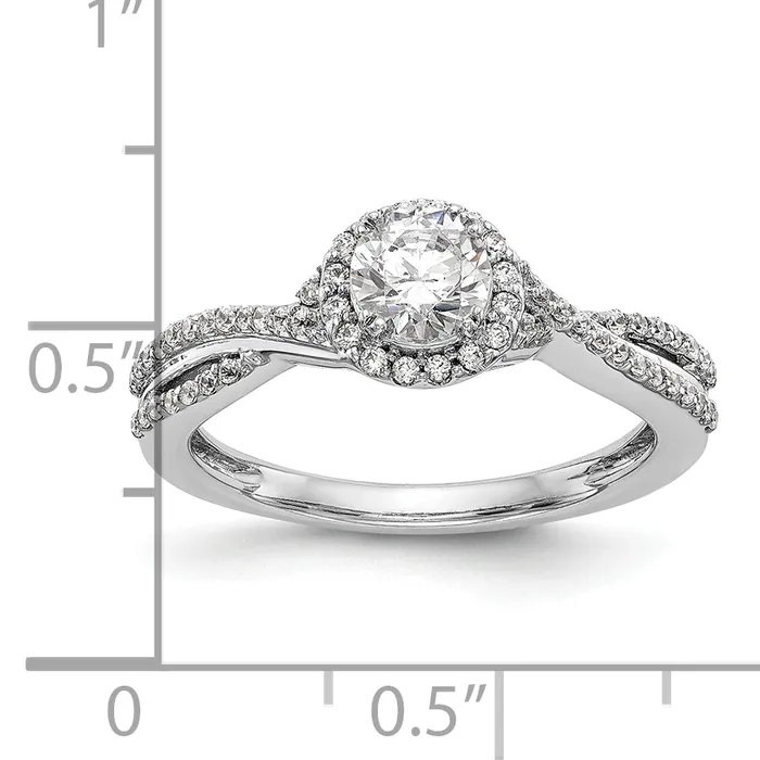 14K White Gold Lab Grown VSSI G Diamond Halo Engagement Ring Goldia Rings