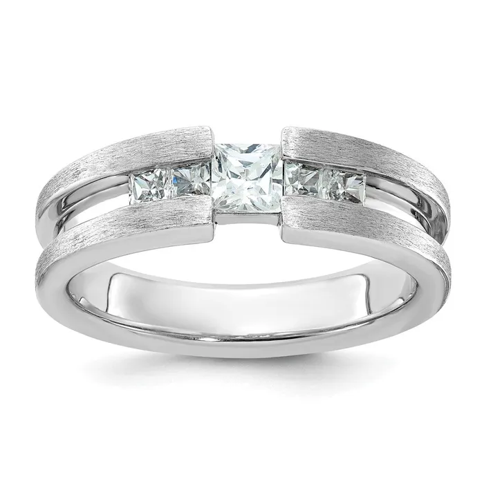 14k White Gold Mens 34 carat Diamond Complete Ring Goldia Rings