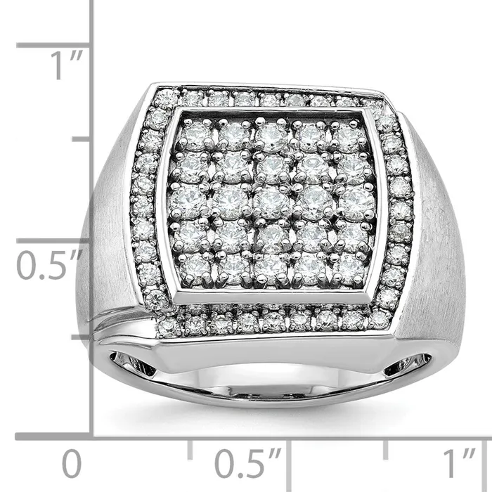 14k White Gold Mens Polished and Satin 13 carat Diamond Complete Ring Goldia Rings