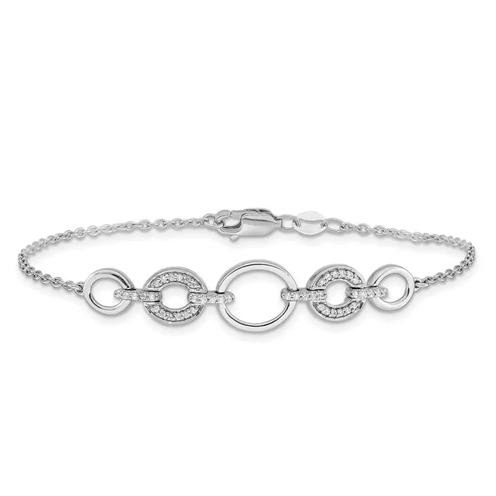 14k White Gold Natural Diamond Ovals Bracelet goldiaca Bracelets