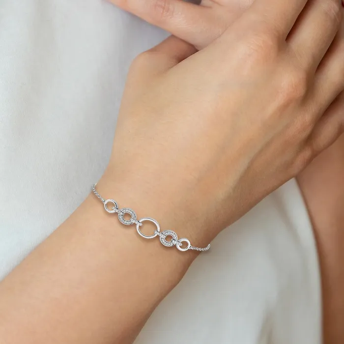14k White Gold Natural Diamond Ovals Bracelet goldiaca Bracelets
