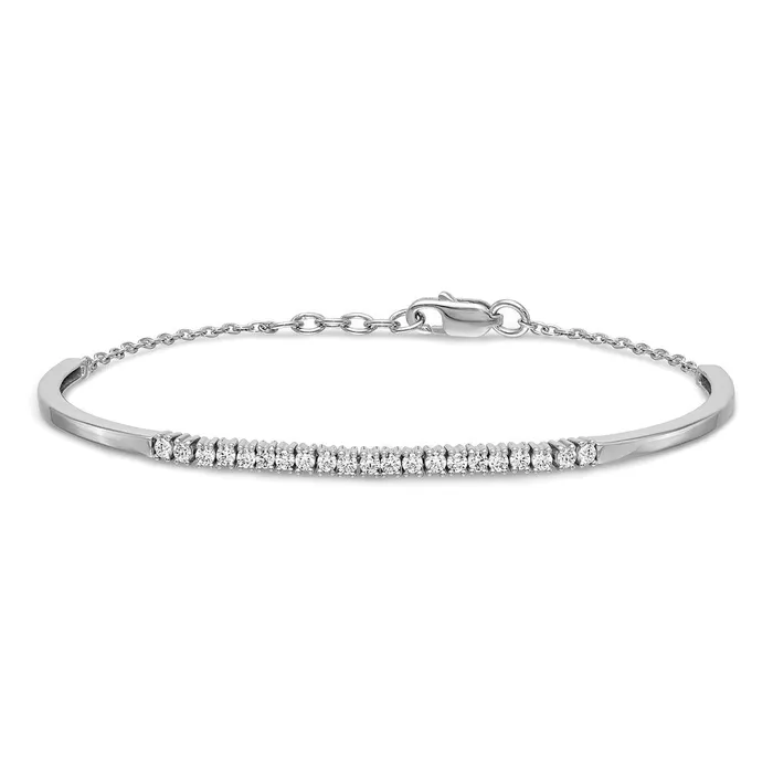 14k White Gold Natural Diamond w25 In Ext Bangle Bracelet goldiaca Bracelets