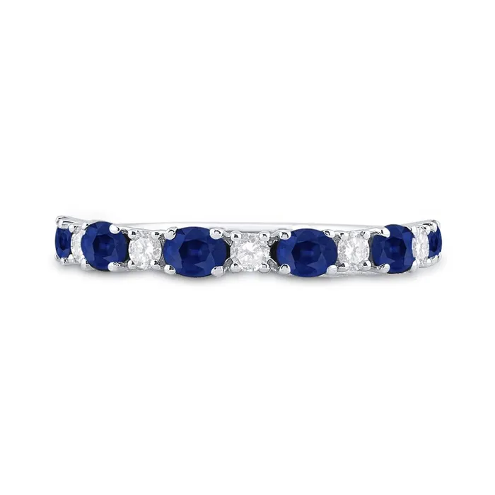 14k White Gold Oval Blue Sapphire Diamond Alternating Band Ring 112 Cttw gndatlanta Rings 14k White Gold Oval Blue Sapphire Diamond Alternating Band Ring 112 Cttw gndatlanta Rings