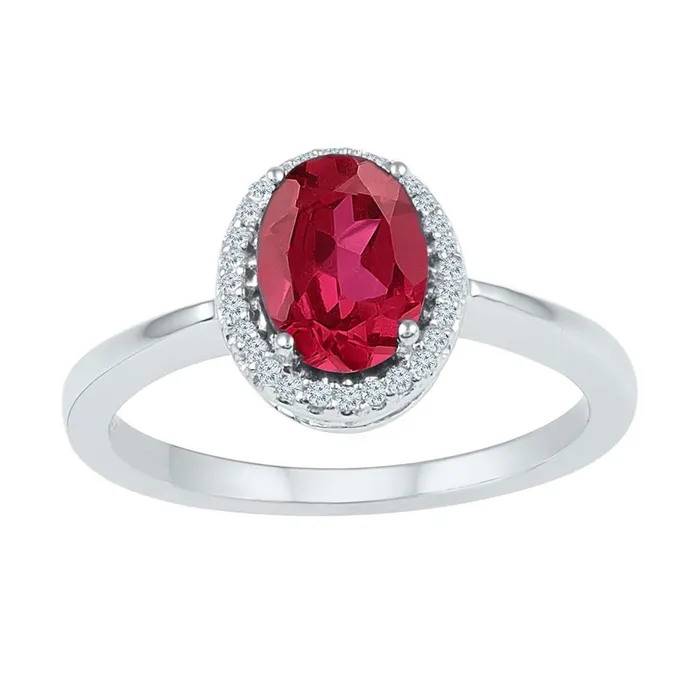 14k White Gold Oval Created Ruby Diamond Solitaire Ring 1 Cttw gndatlanta Rings 14k White Gold Oval Created Ruby Diamond Solitaire Ring 1 Cttw gndatlanta Rings