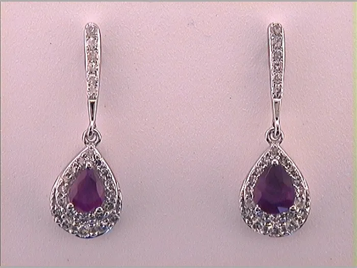 14k White Gold Pear Ruby Teardrop Dangle Earrings 58 Cttw gndatlanta Earrings 14k White Gold Pear Ruby Teardrop Dangle Earrings 58 Cttw gndatlanta Earrings