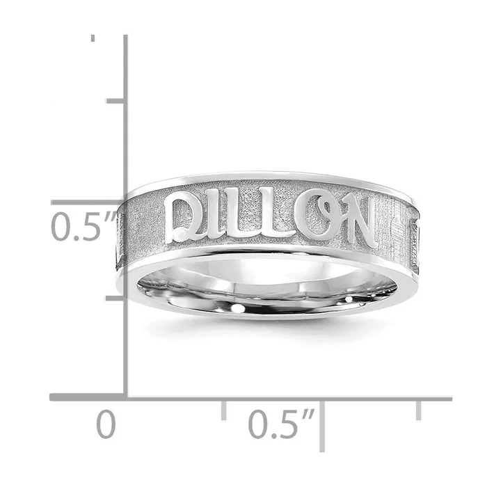 14K White Gold Polished and Textured Personalized Name Ring Goldia Rings