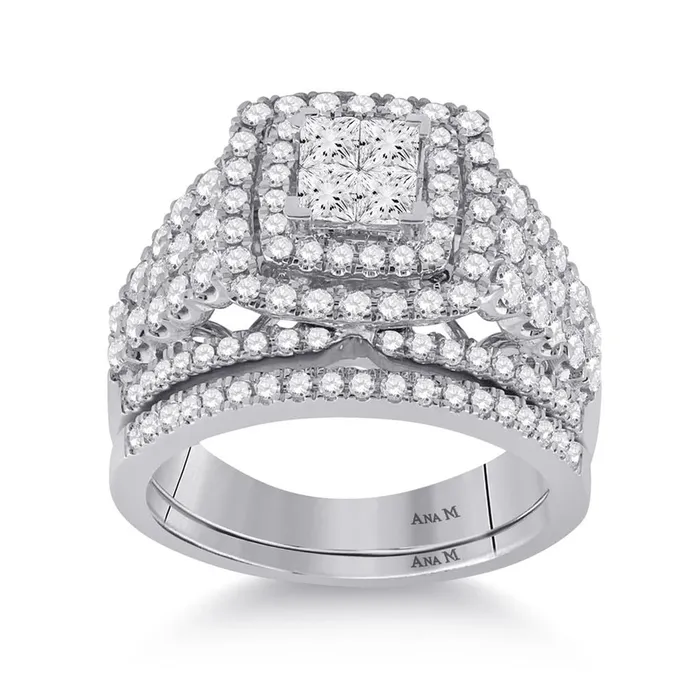 14k White Gold Princess Diamond Bridal Wedding Ring Set 134 Cttw gndatlanta Rings 14k White Gold Princess Diamond Bridal Wedding Ring Set 134 Cttw gndatlanta Rings