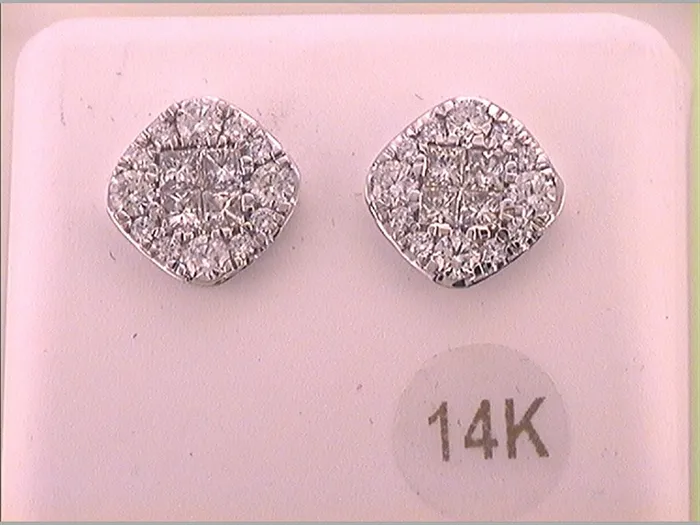 14k White Gold Princess Round Diamond Square Cluster Earrings 112 Cttw gndatlanta Earrings 14k White Gold Princess Round Diamond Square Cluster Earrings 112 Cttw gndatlanta Earrings