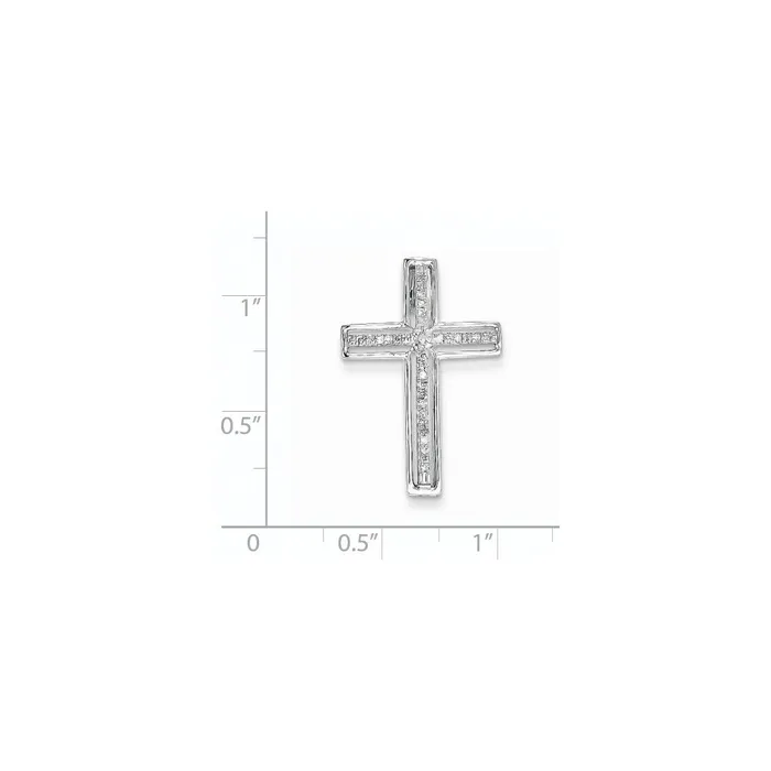 14K White Gold Real Diamond Cross Pendant Slide Goldia Necklaces