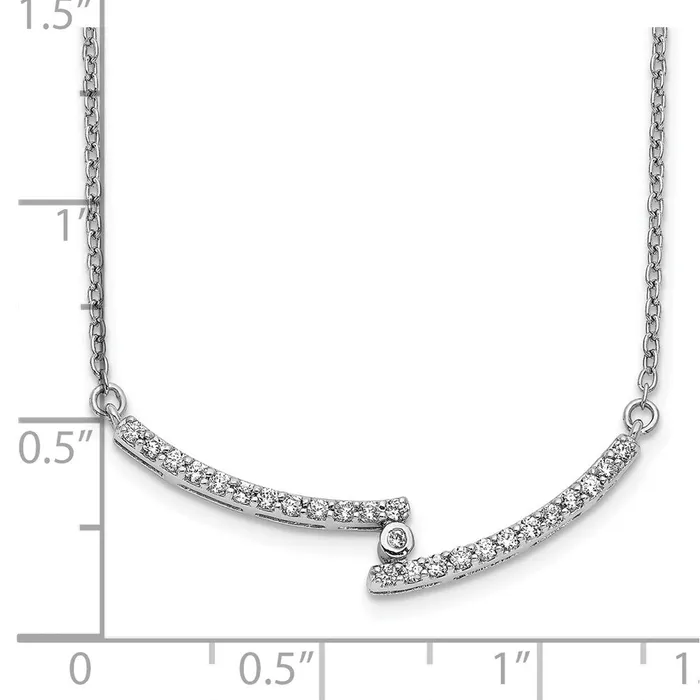 14k White Gold Real Diamond Curved Bar Necklace Goldia Necklaces