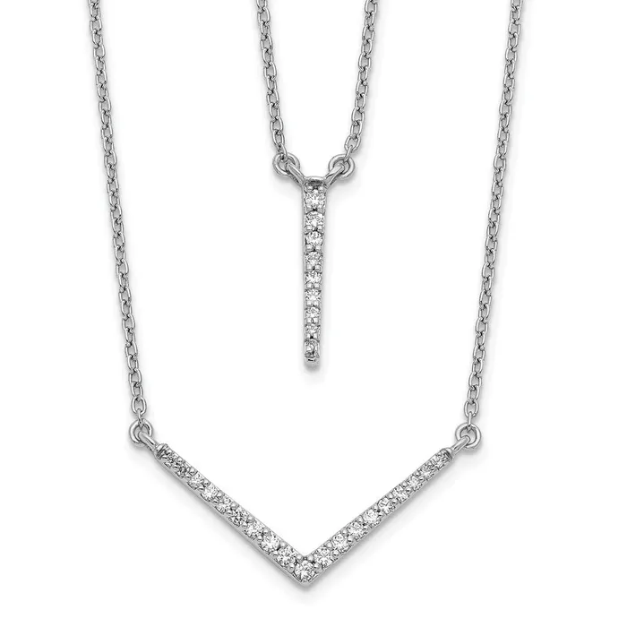 14k White Gold Real Diamond Double Strand 18 inch Necklace Goldia Necklaces 14k White Gold Real Diamond Double Strand 18 inch Necklace Goldia Necklaces