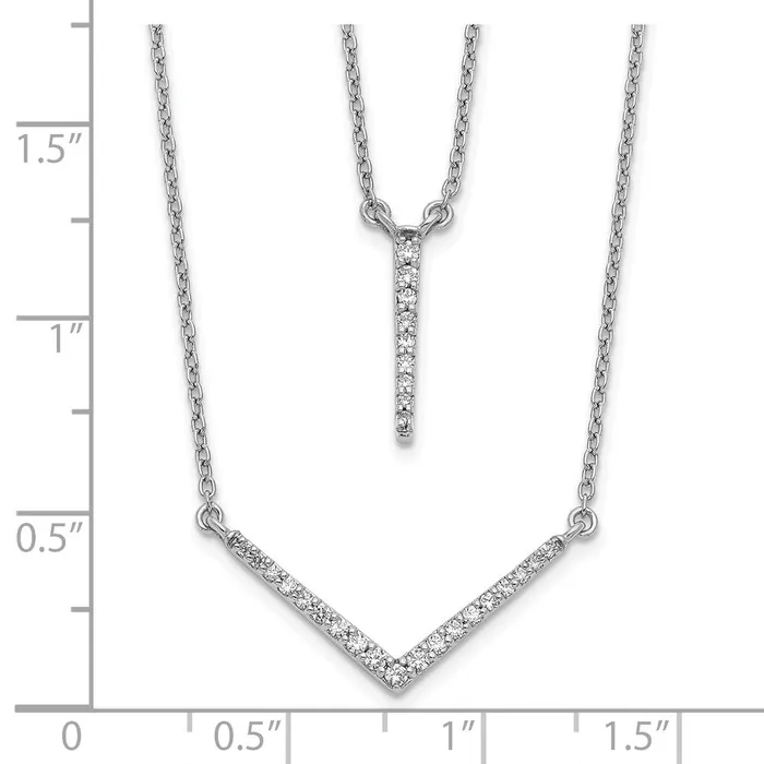 14k White Gold Real Diamond Double Strand 18 inch Necklace Goldia Necklaces