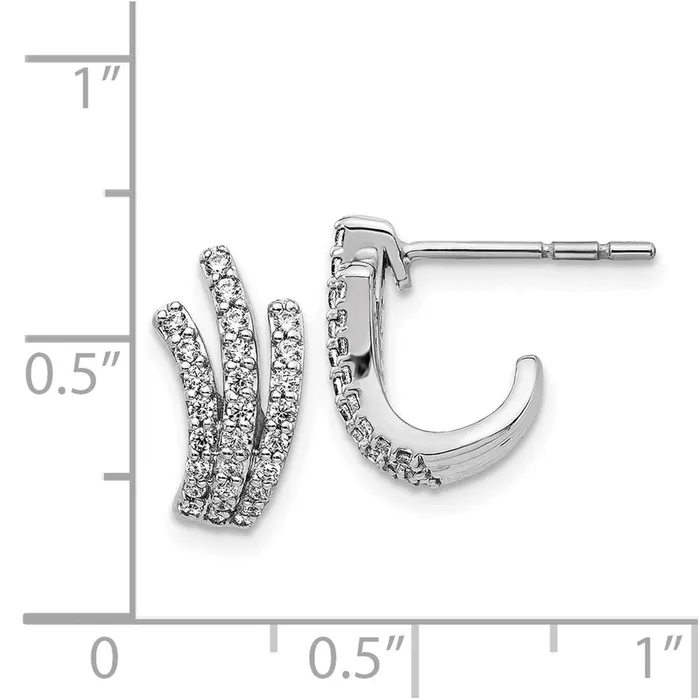 14k White Gold Real Diamond Post Earrings Goldia Earrings
