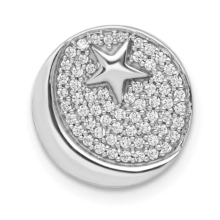 14k White Gold Real Diamond Star u0026 Crescent Chain Slide Goldia Earrings 14k White Gold Real Diamond Star u0026 Crescent Chain Slide Goldia Earrings
