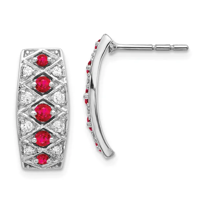 14k White Gold Real Diamond u0026 Ruby Fancy Earrings Goldia Earrings