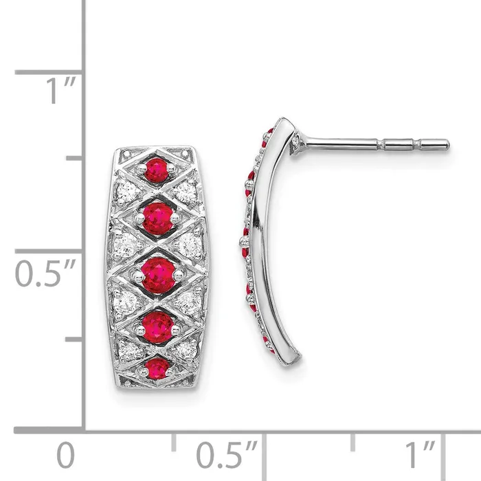 14k White Gold Real Diamond u0026 Ruby Fancy Earrings Goldia Earrings