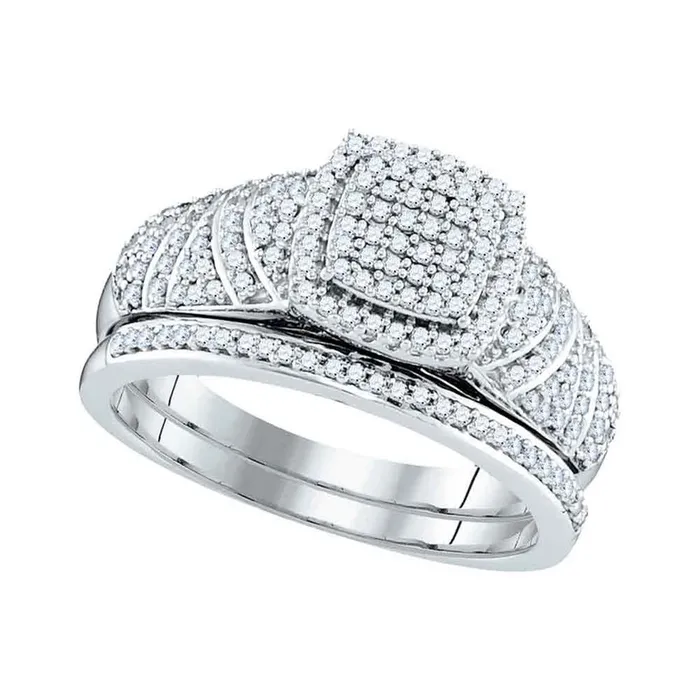 14k White Gold Round Diamond Bridal Wedding Ring Set 12 Cttw gndatlanta Rings 14k White Gold Round Diamond Bridal Wedding Ring Set 12 Cttw gndatlanta Rings