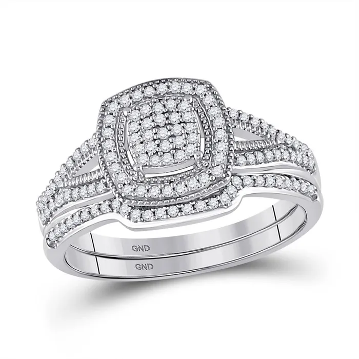 14k White Gold Round Diamond Bridal Wedding Ring Set 13 Cttw gndatlanta Rings 14k White Gold Round Diamond Bridal Wedding Ring Set 13 Cttw gndatlanta Rings