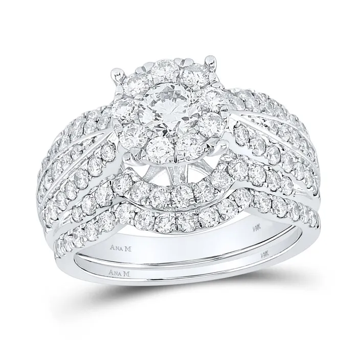 14k White Gold Round Diamond Bridal Wedding Ring Set 178 Cttw Certified gndatlanta Rings 14k White Gold Round Diamond Bridal Wedding Ring Set 178 Cttw Certified gndatlanta Rings