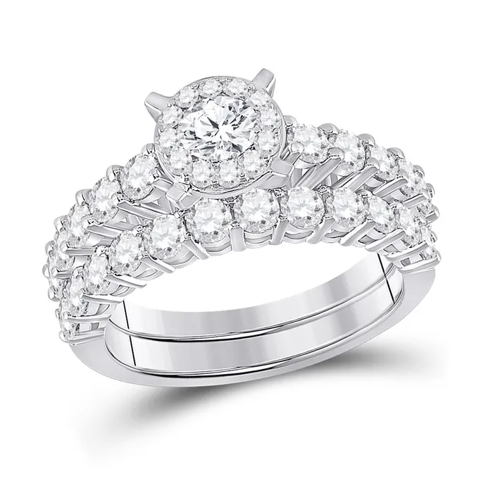 14k White Gold Round Diamond Bridal Wedding Ring Set 2 Cttw Certified gndatlanta Rings 14k White Gold Round Diamond Bridal Wedding Ring Set 2 Cttw Certified gndatlanta Rings