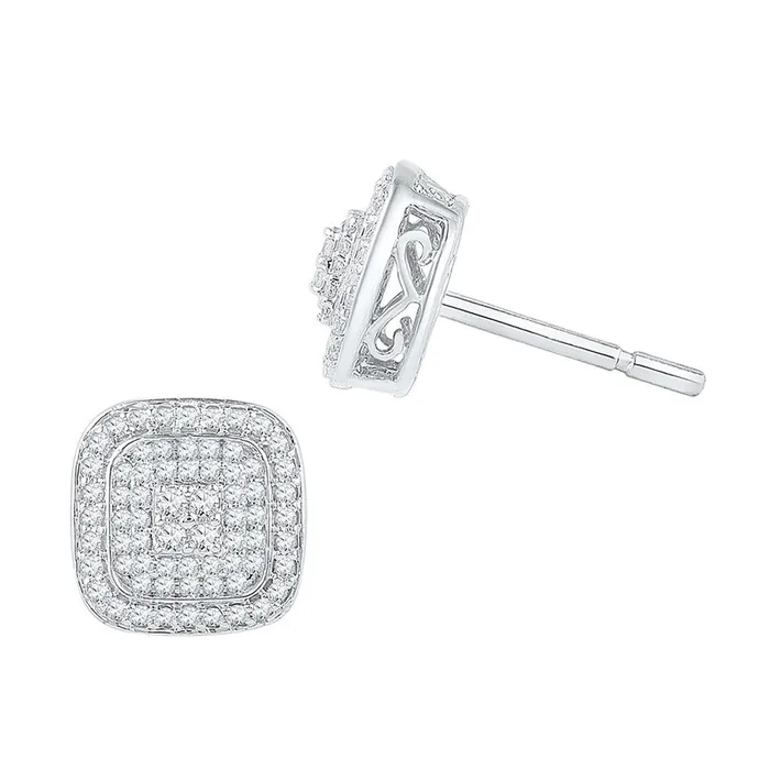 14k White Gold Round Diamond Cluster Square Earrings 58 Cttw gndatlanta Earrings 14k White Gold Round Diamond Cluster Square Earrings 58 Cttw gndatlanta Earrings