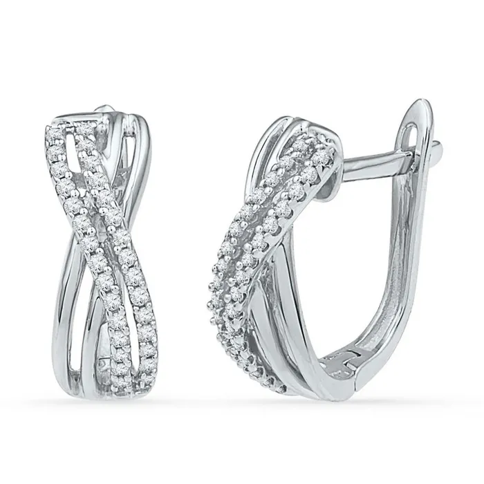 14k White Gold Round Diamond Hoop Earrings 15 Cttw gndatlanta Earrings