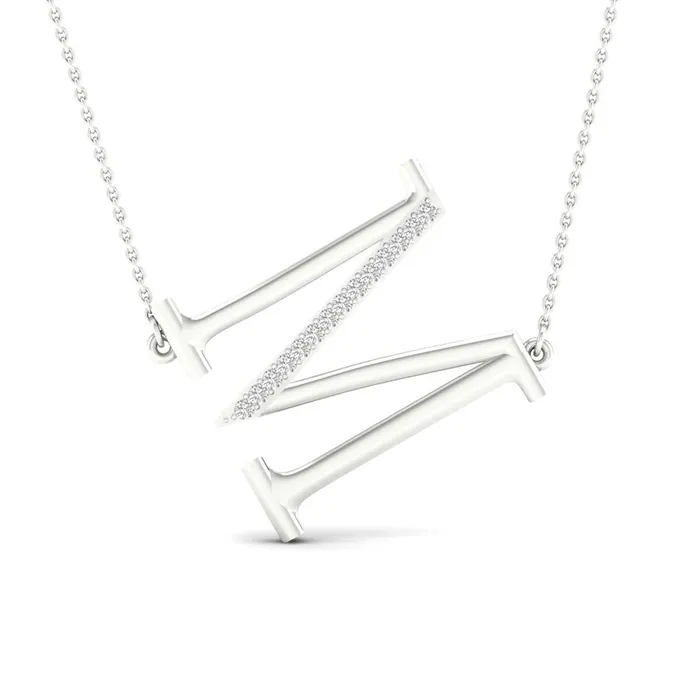 14k White Gold Round Diamond Initial M Letter Necklace 120 Cttw gndatlanta Necklaces 14k White Gold Round Diamond Initial M Letter Necklace 120 Cttw gndatlanta Necklaces
