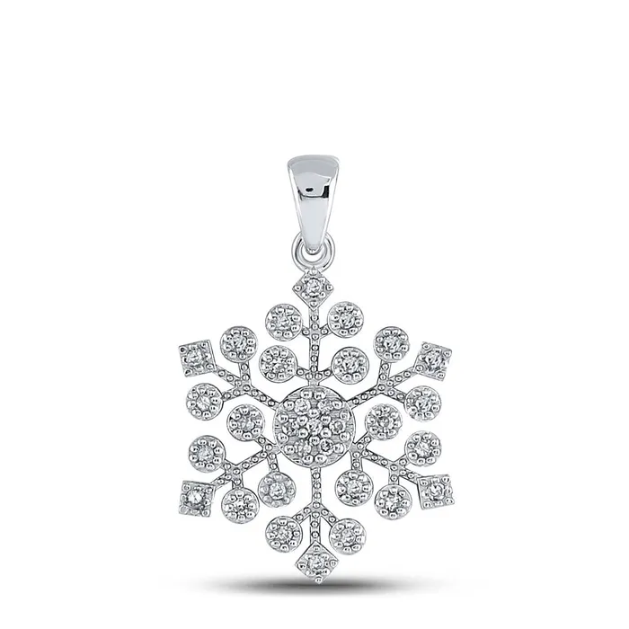 14k White Gold Round Diamond Snowflake Fashion Pendant 16 Cttw gndatlanta Necklaces 14k White Gold Round Diamond Snowflake Fashion Pendant 16 Cttw gndatlanta Necklaces