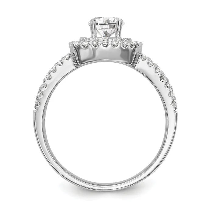 14K White Gold Round Simulated Diamond Cushion Halo Engagement Ring Goldiacom Rings