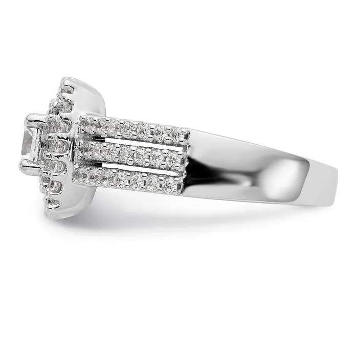 14K White Gold Round Simulated Diamond Cushion Halo Engagement Ring Goldiacom Rings