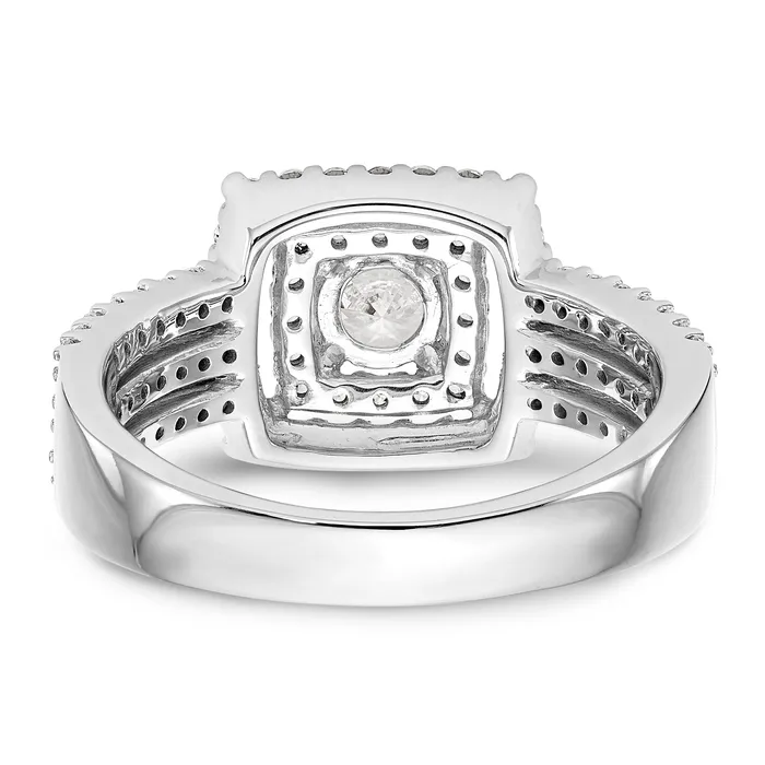 14K White Gold Round Simulated Diamond Cushion Halo Engagement Ring Goldiacom Rings