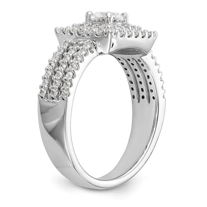 14K White Gold Round Simulated Diamond Cushion Halo Engagement Ring Goldiacom Rings
