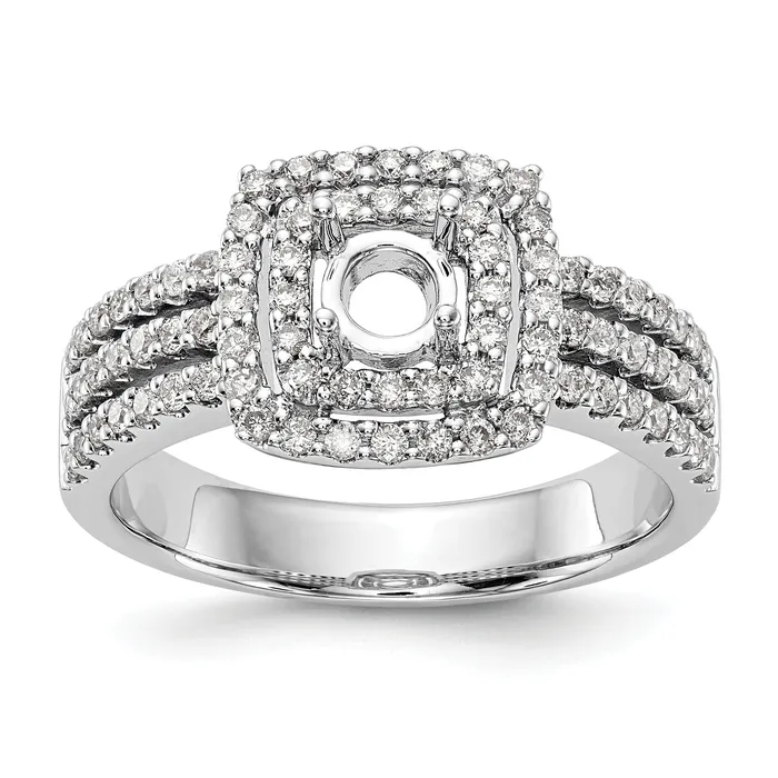 14K White Gold Round Simulated Diamond Cushion Halo Engagement Ring Goldiacom Rings